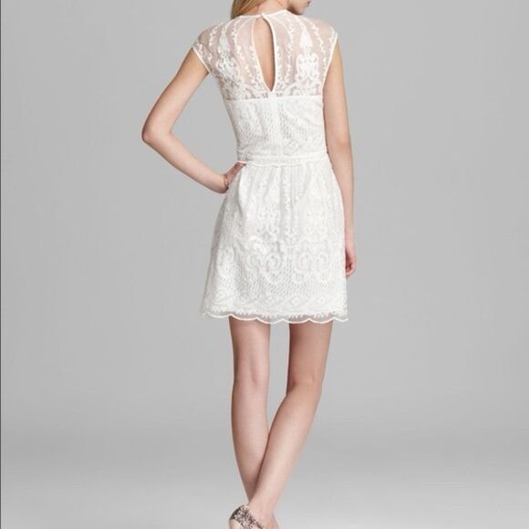 Dolce Vita Kloey Silk Embroidery Lace Mini Dress Size Large White Fit & Flare - Picture 2 of 14